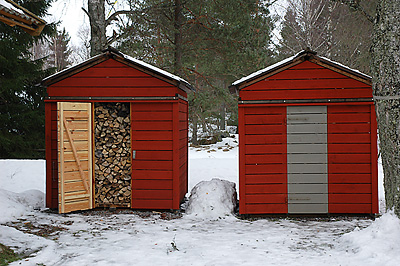 Vedstack med panel